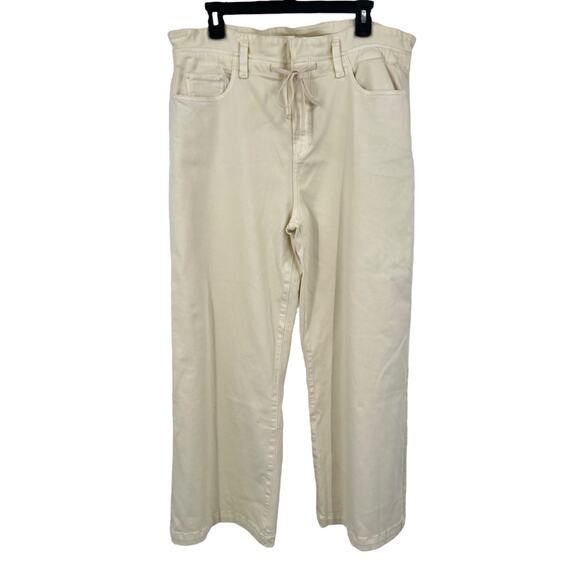 Paige Pants Carly wide leg drawstring beige size 32 - Picture 2 of 6